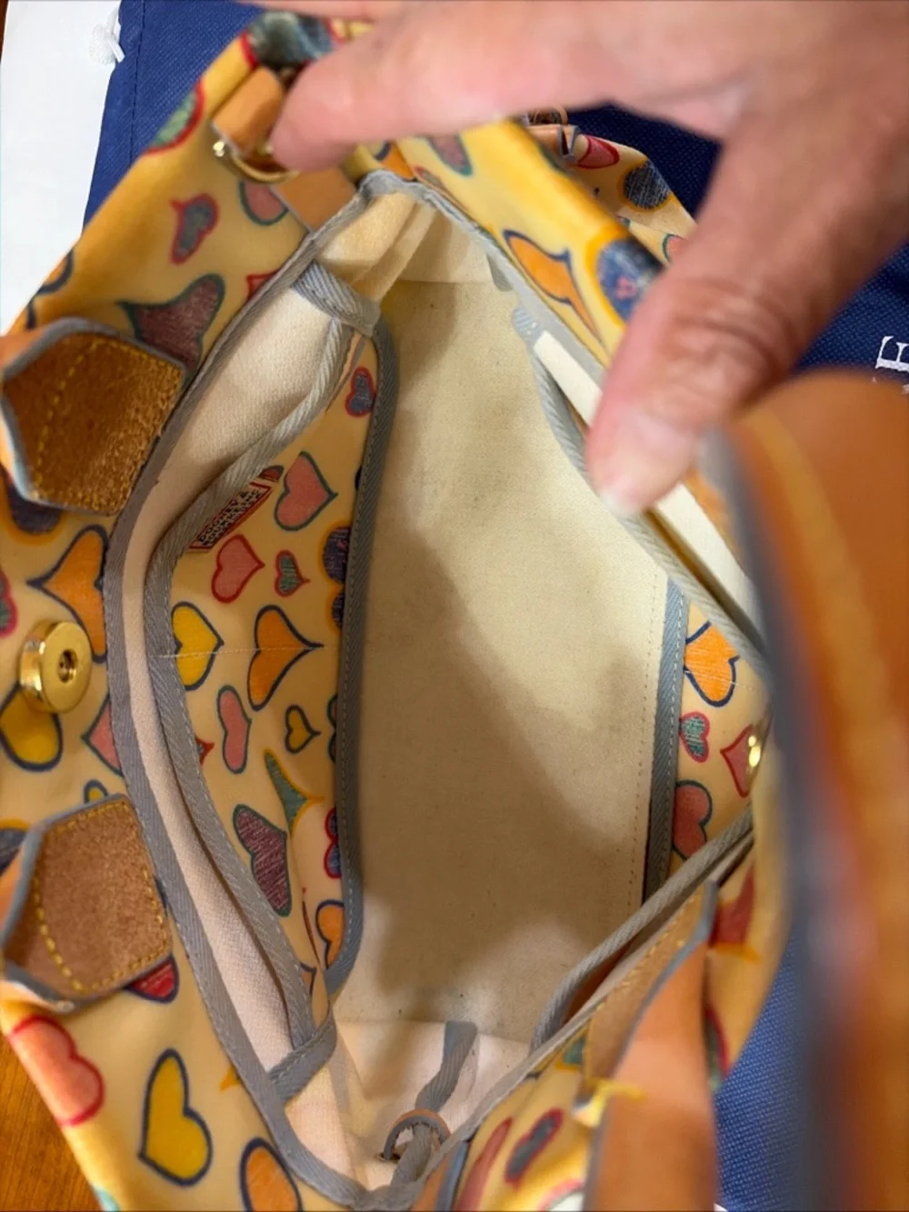 Dooney & Bourke Yellow Multicolor Heart Tote